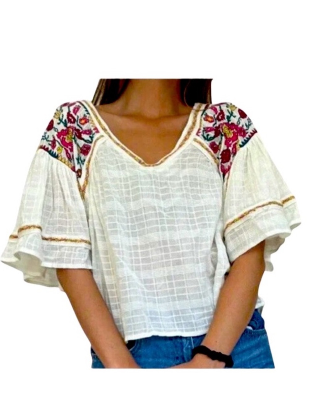 Anthropologie pilcro and the letterpress tawny embroidered blouse - Picture 3 of 11
